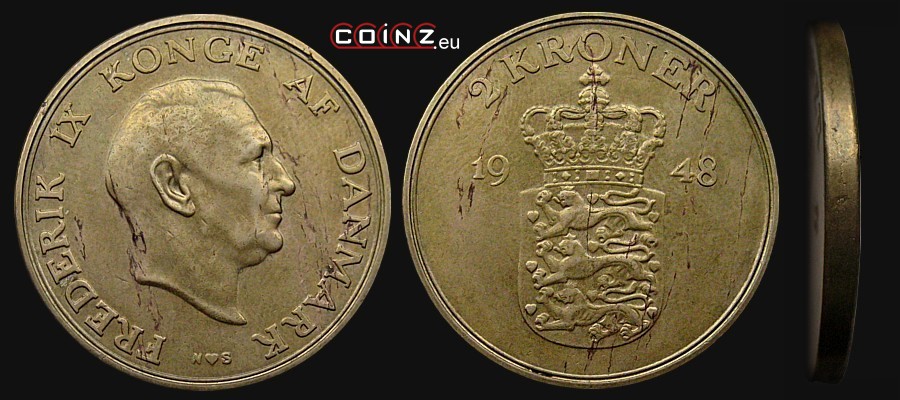 2 korony 1947-1959 - monety Danii