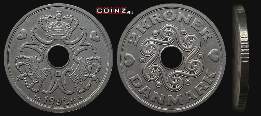 2 korony od 1992 - monety Danii