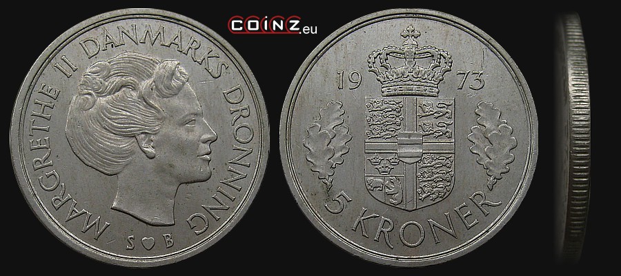 5 kroner 1973-1988 - coins of Denmark
