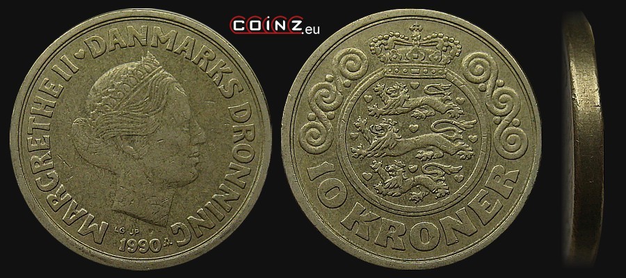 10 koron 1989-1993 - monety Danii