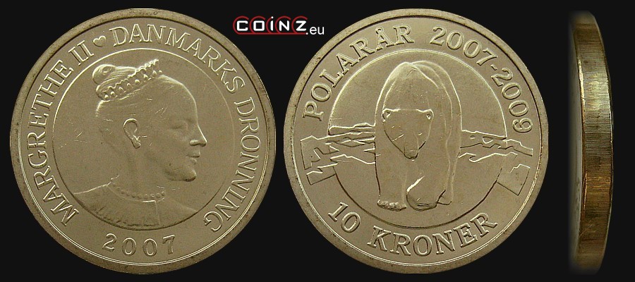 10 koron 2007 Rok Polarny - Niedźwiedź Polarny - monety Danii