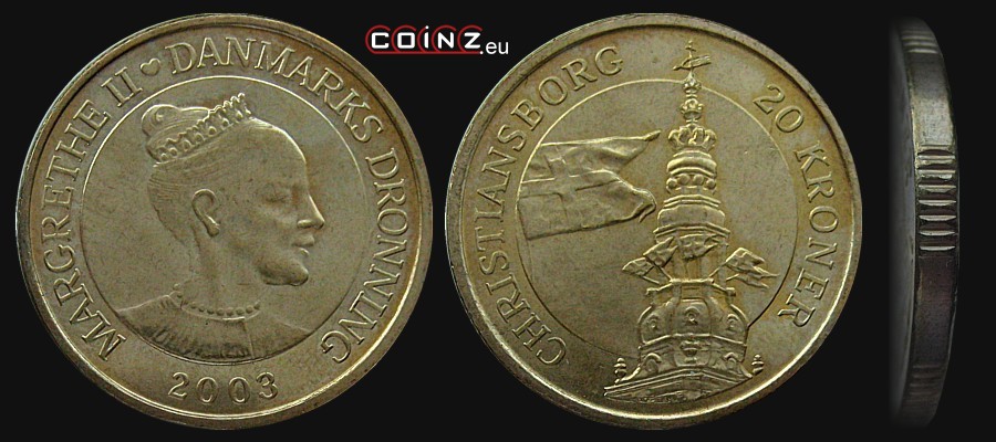 20 koron 2003 Wieże - Zamek Christiansborg - monety Danii