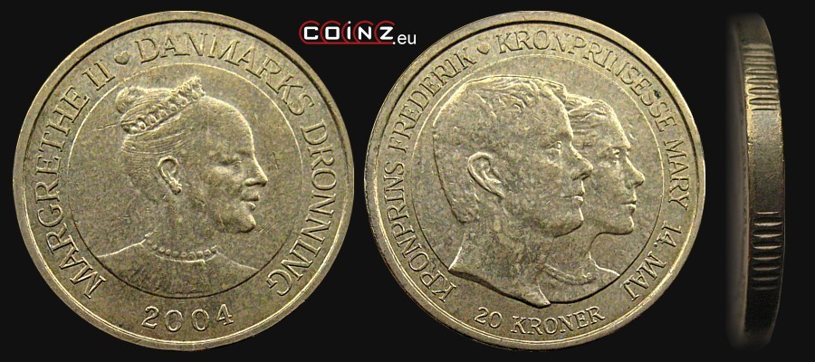 20 koron 2004 Ślub Księcia Fryderyka - monety Danii