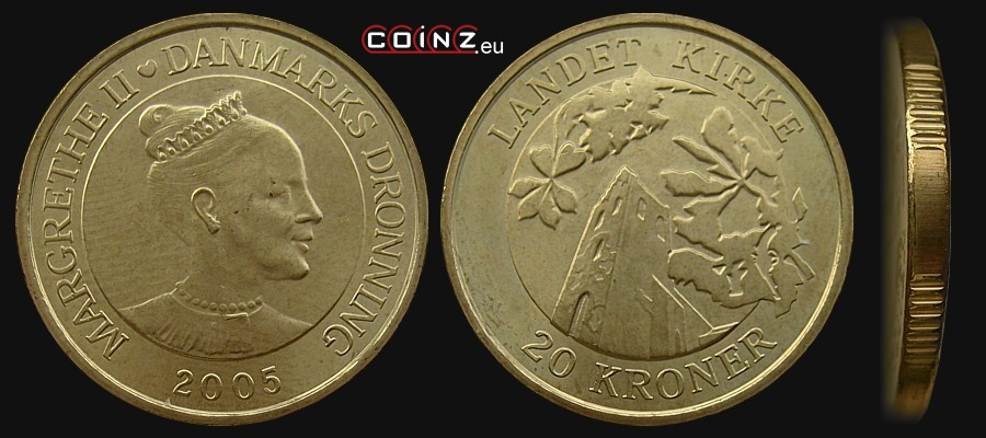 20 koron 2005 Wieże - Kościół w Landet - monety Danii
