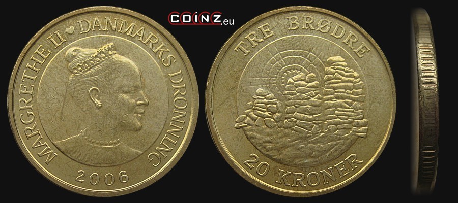 20 koron 2006 Wieże - Trzej Bracia - monety Danii