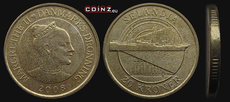 20 koron 2008 Statki - Statek Motorowy Selandia - monety Danii