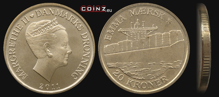 20 kroner 2011 Ships - Container Ship Emma Mærsk - coins of Denmark