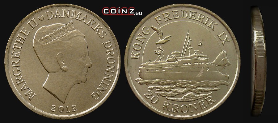 20 kroner 2012 Ships - Ferry Kong Frederick IX - coins of Denmark