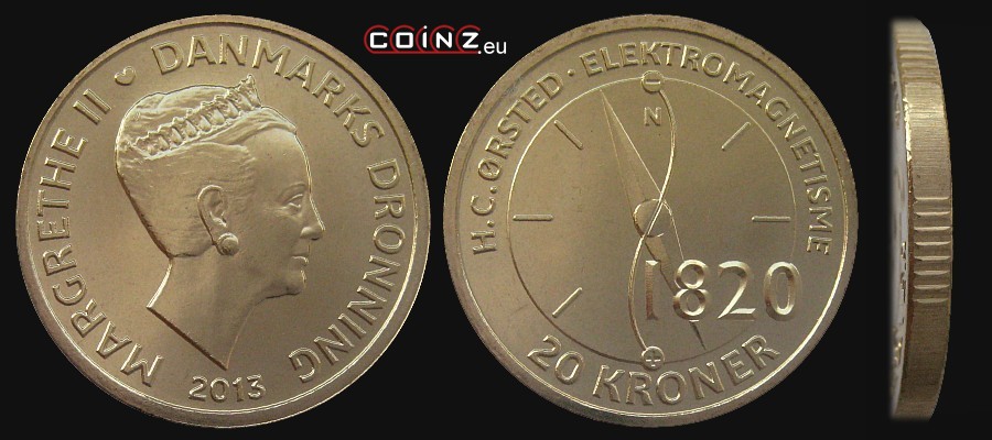 20 koron 2013 Naukowcy - Hans Christian Ørsted - monety Danii
