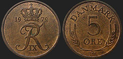 coins of Denmark - 5 øre 1960-1972