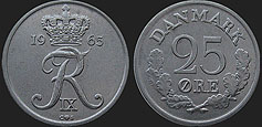 coins of Denmark - 25 øre 1960-1967
