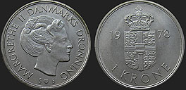 coins of Denmark - 1 krone 1973-1989