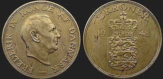 coins of Denmark - 2 kroner 1947-1959