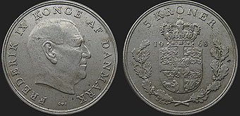 coins of Denmark - 5 kroner 1960-1972
