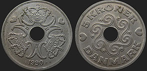 coins of Denmark - 5 kroner from 1990