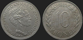 coins of Denmark - 10 kroner 1979-1988