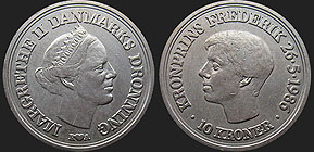 coins of Denmark - 10 kroner 1986 18th Birthday of Prince Frederick