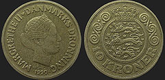 coins of Denmark - 10 kroner 1989-1993