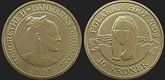 coins of Denmark - 10 kroner 2007 Polar Year - Polar Bear