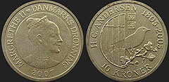 coins of Denmark - 10 kroner 2007 Fairytales - Nightingale