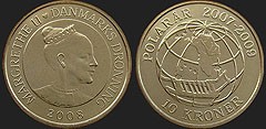 coins of Denmark - 10 kroner 2008 Polar Year - Sirius