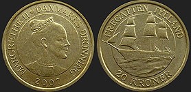 coins of Denmark - 20 kroner 2007 Ships - Frigate Jylland