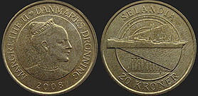 coins of Denmark - 20 kroner 2008 Ships - Motor Ship Selandia