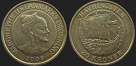 coins of Denmark - 20 kroner 2008 Ships - Langskip Havhingsten
