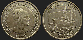 coins of Denmark - 20 kroner 2009 Ships - Lightship Fryskib XVII