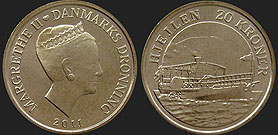 coins of Denmark - 20 kroner 2011 Ships - Steamboat Hjejlen