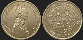 coins of Denmark - 20 kroner 2012 40 Years of Queen Margrethe's II Reign