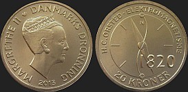 coins of Denmark - 20 kroner 2013 Scientists - Hans Christian Ørsted