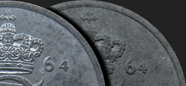 Wariant monety o nominale 1 ore z 1964