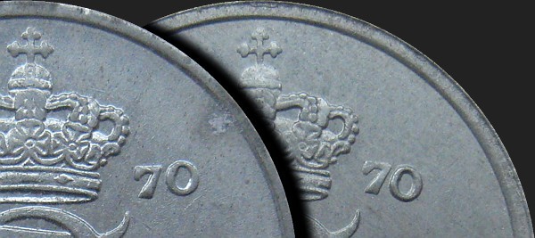 Wariant monety o nominale 1 ore z 1970