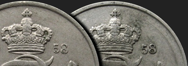 Wariant monety o nominale 25 ore z 1958
