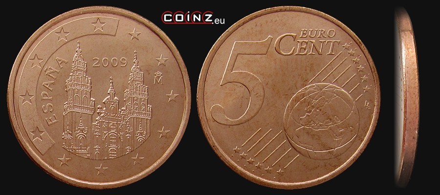 5 euro centów 1999-2009 - monety Hiszpanii