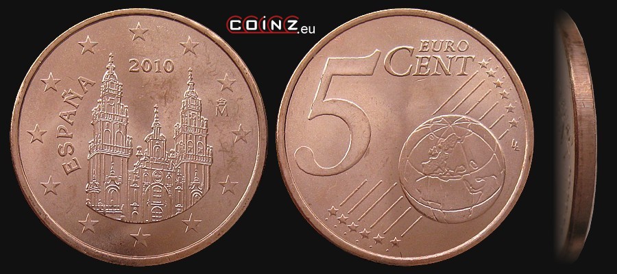 5 euro centów od 2010 - monety Hiszpanii