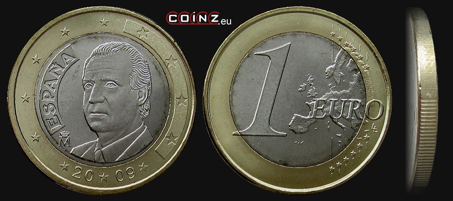 1 euro 2007-2009 - monety Hiszpanii