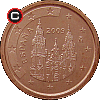 1 euro cent 1999-2009 - układ awersu do rewersu