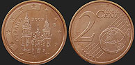 Monety Hiszpanii - 2 euro centy 1999-2009