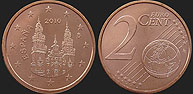 Monety Hiszpanii - 2 euro centy od 2010