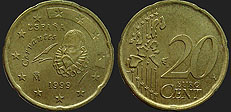 Monety Hiszpanii - 20 euro centów 1999-2006
