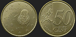 Monety Hiszpanii - 50 euro centów od 2010