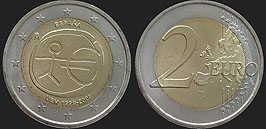 Monety Hiszpanii - 2 euro 2009 10 Rocznica Unii Gospodarczej i Walutowej