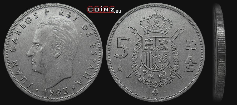 5 peset 1982-1989 - monety Hiszpanii