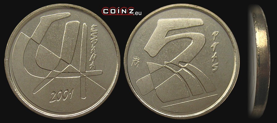 5 peset 1989-2001 - monety Hiszpanii