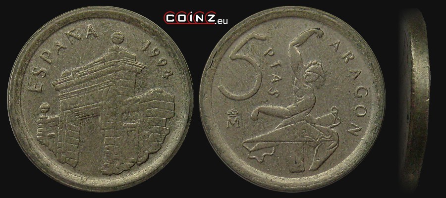5 peset 1994 Aragonia - monety Hiszpanii