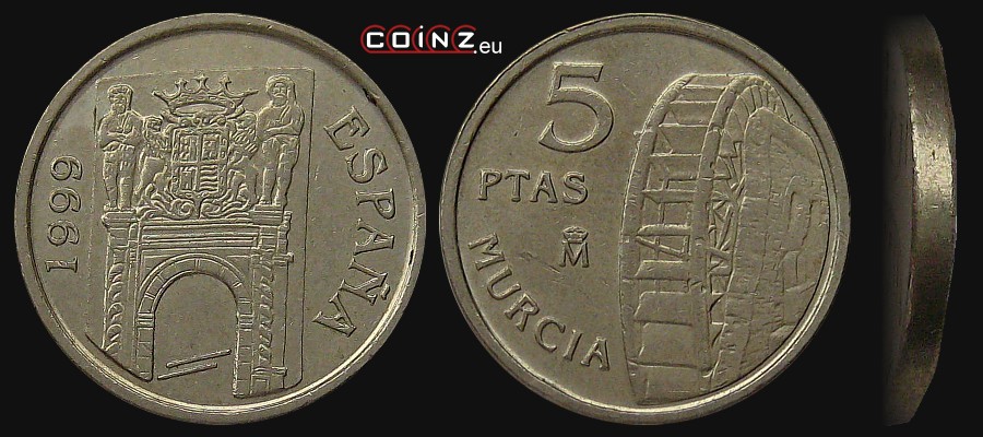 5 peset 1999 Murcia - monety Hiszpanii