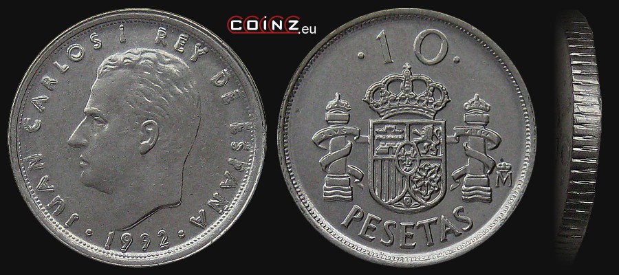 10 peset 1992 - monety Hiszpanii