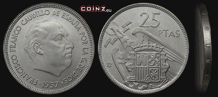 25 peset 1958-1975 - monety Hiszpanii